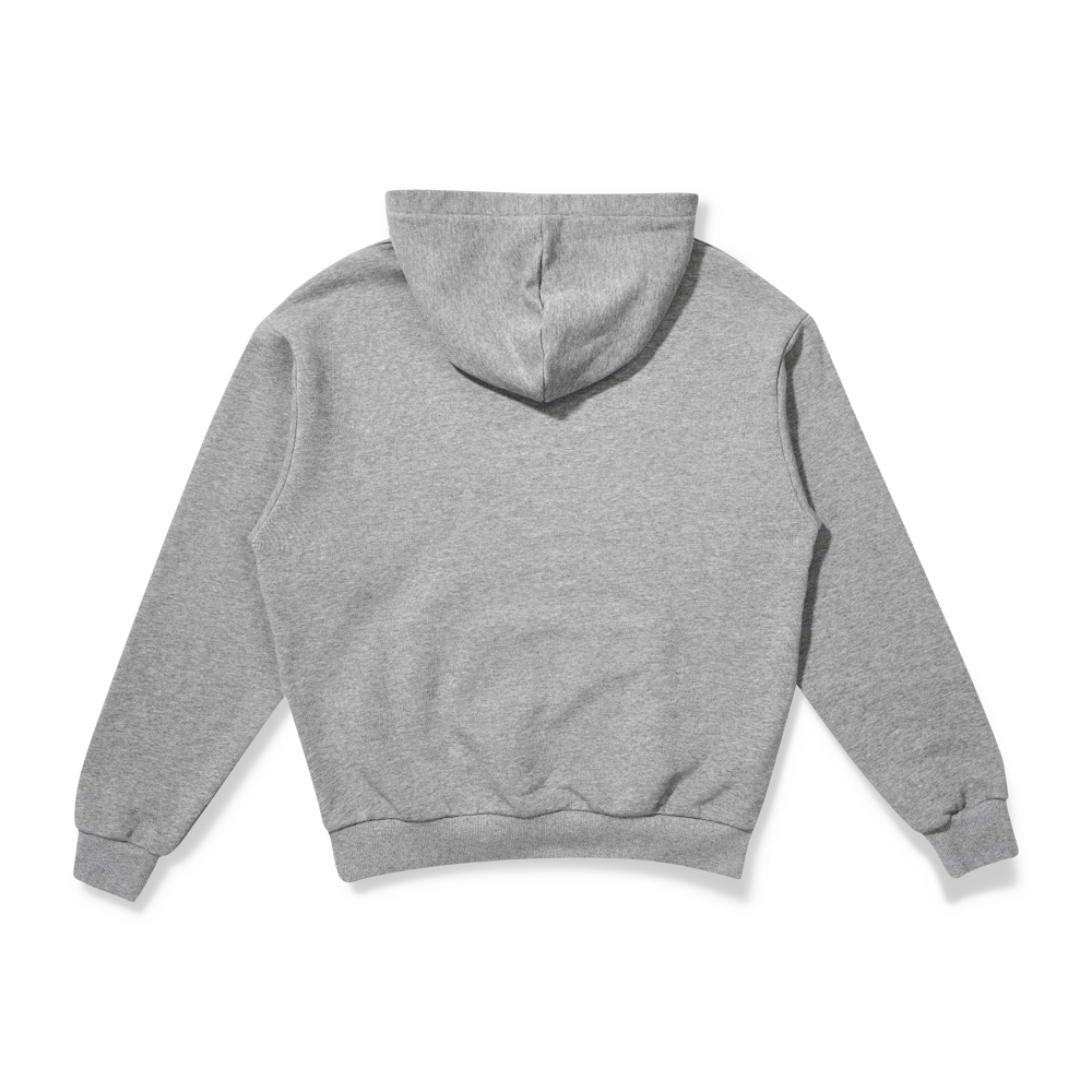Back of Grey Silk Lined Hoodie on a transparent background