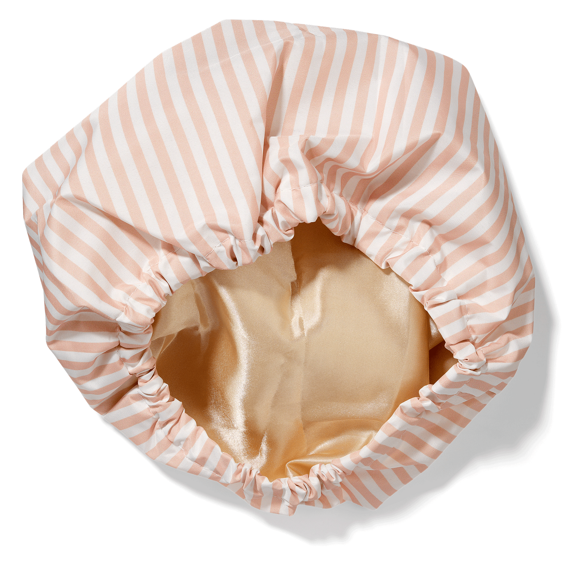 Bouclème satin-lined shower cap showing inner satin lining that protect curls